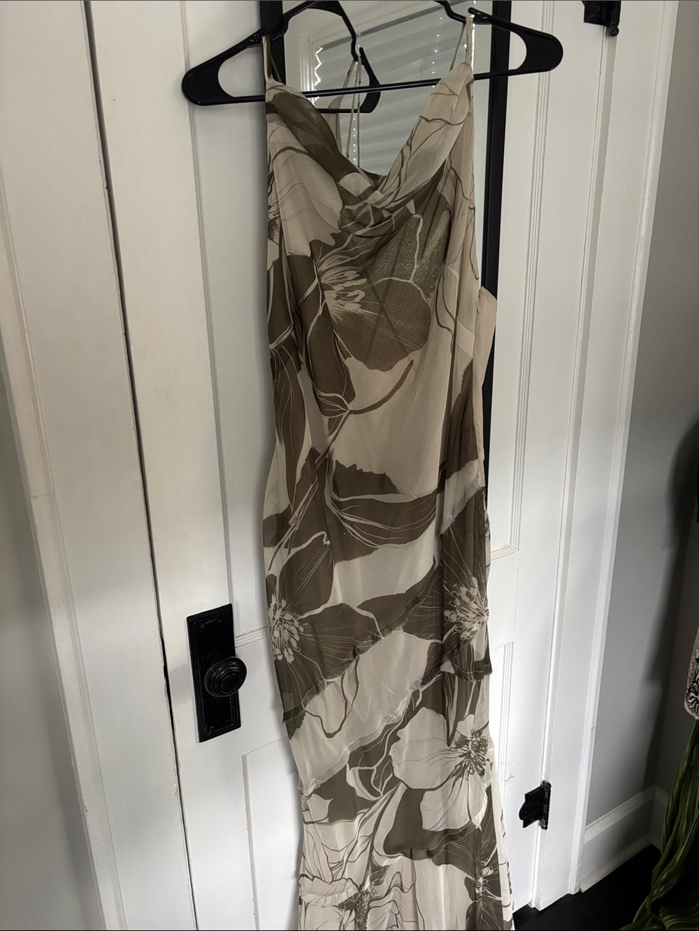 ASOS Beige and Olive Floral Slip Maxi Dress